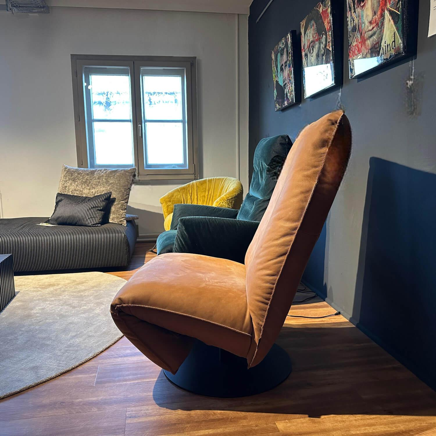 Bullfrog - Drehsessel Leder Oasis Tabak 2100 26 Braun Gestell Schwarz Matt Pulverbeschichtet - 2