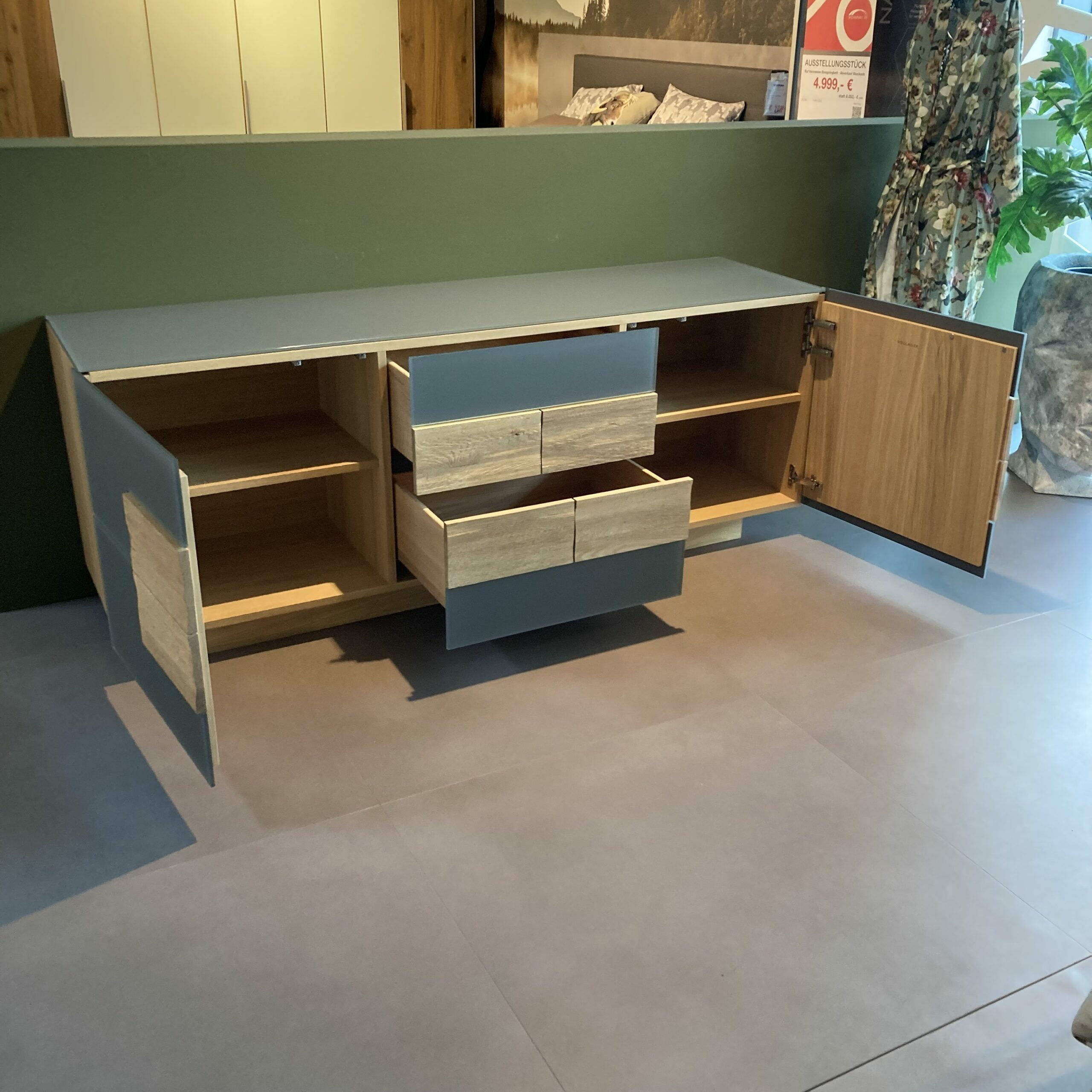 Voglauer - Sideboard V-Montanara Wildeiche Geölt Front Glas Grau - 6