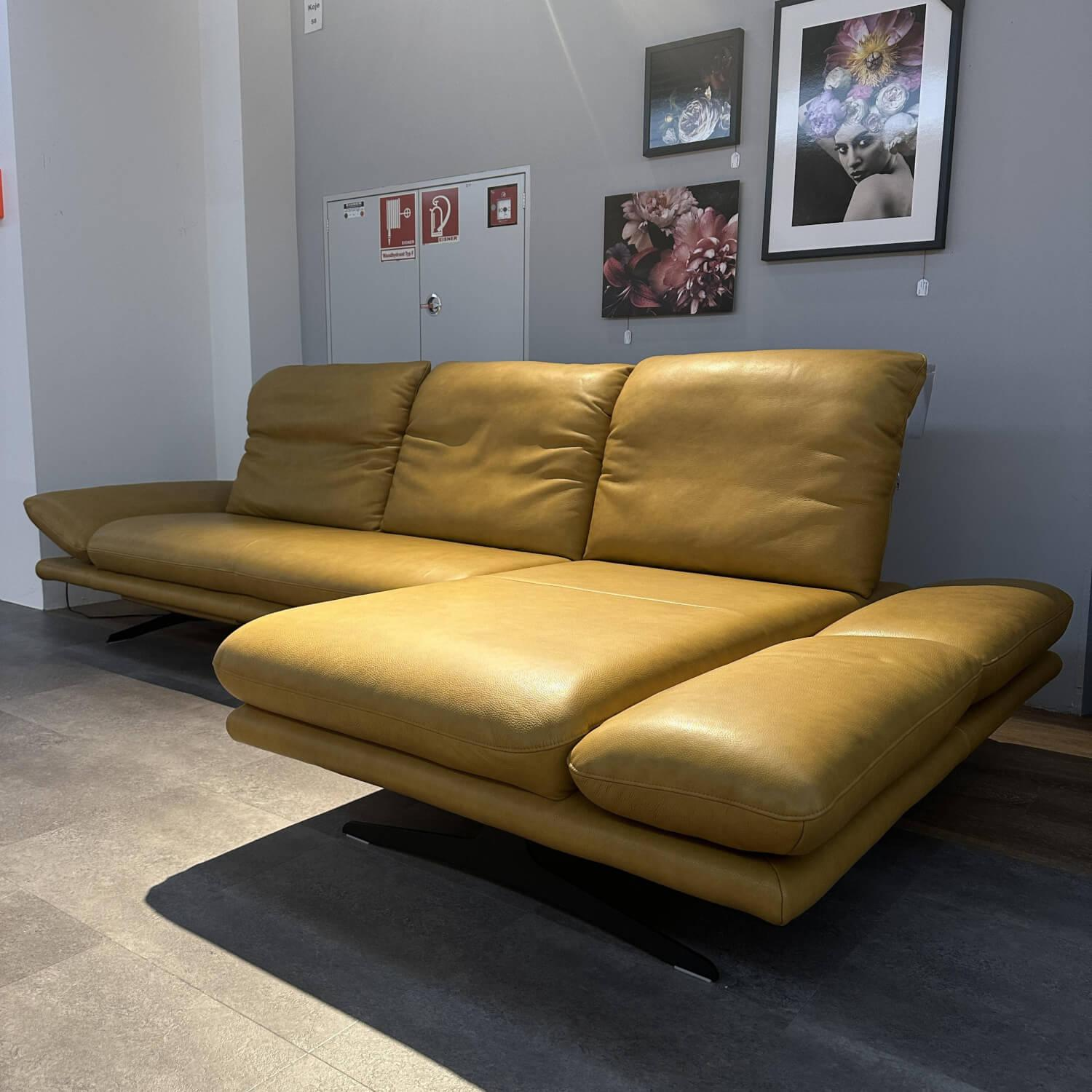 W. Schillig - Ecksofa Sohoo Bezug Leder Z75/52 Kurkuma Gelb Metallkufe FT9 Schwarz Mit Sitztiefenverstellung - 9