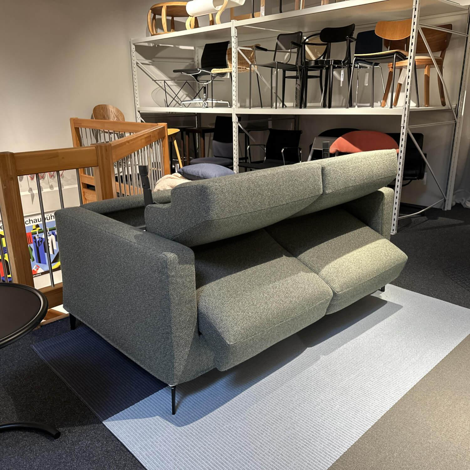 Bodema - Schlafsofa Richard Stoff Bonsai CH2955 032 Grün Metallfüße Schwarz Matt Mit Taschenfederkernmatratze - 7