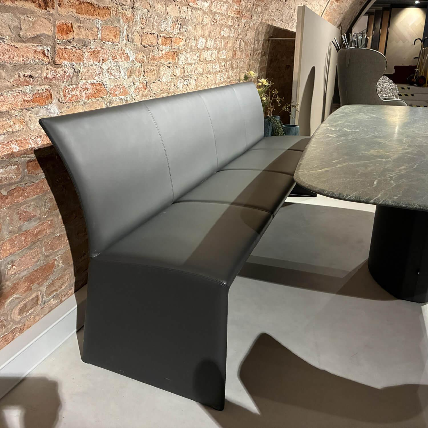 Draenert - Sitzbank Nobile 2510 Leder I R919 Anthrazit Gestell Metallwangen Lederbezogen Mit PVC Gleitern - 3