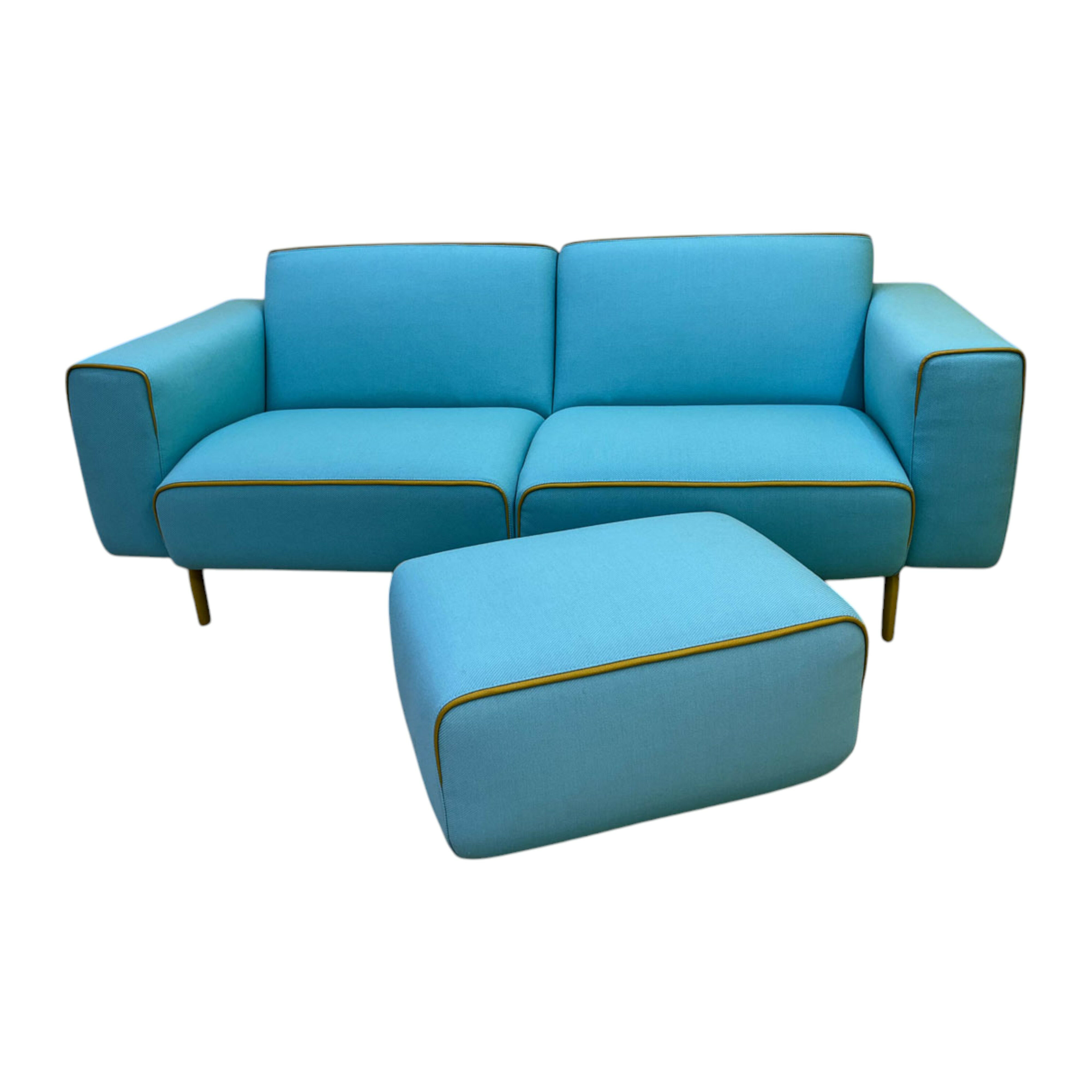Pode - Sofa Melloo Stoff Stoff Twill Weave 840 Türkis mit Hocker - 1