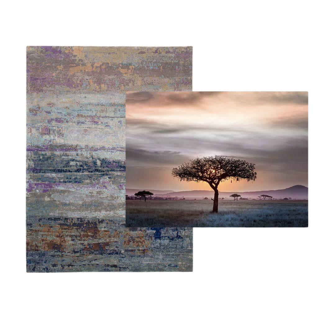 Walter Knoll - Teppich 250x350 Legends of Carpets Jioni Seide Wolle Brennnessel Lila Blau - 2