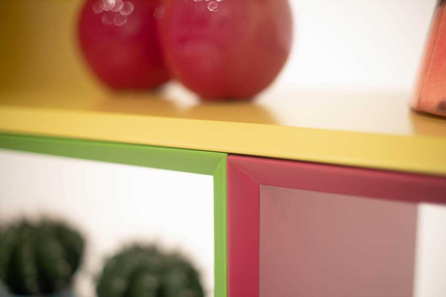 Anrei - Regalkombination MöbelFirst Korpusmöbel Stapelregale Rosa Grün Gelb - 5