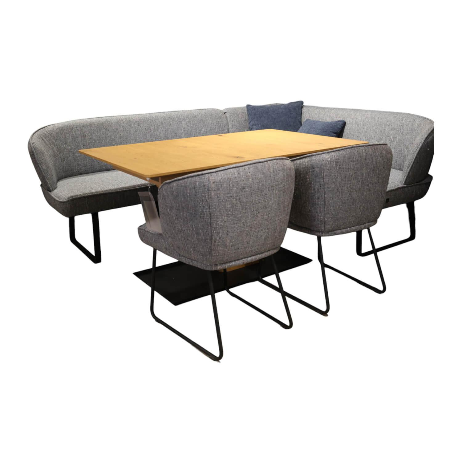 K+W - Essgruppe 5503 Tischplatte Asteiche Bianco Furniert Stoff Niagara Blue Blau - 1