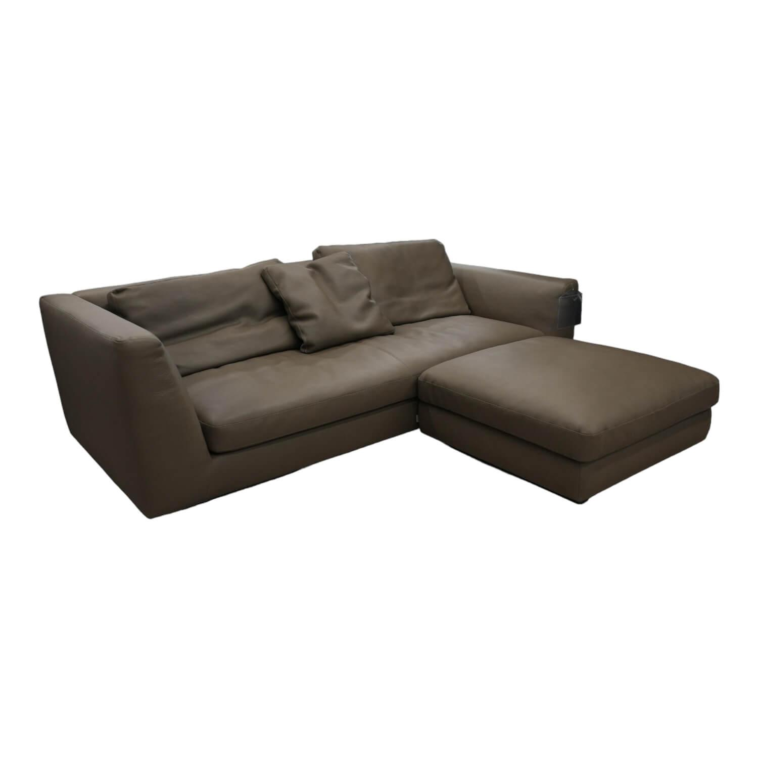 Walter Knoll - Sofa Tama Living 820-20 Bezug Safari 1374 Olive Kufen eiche Geflammt Geölt Alurahmen Schwarz - 1