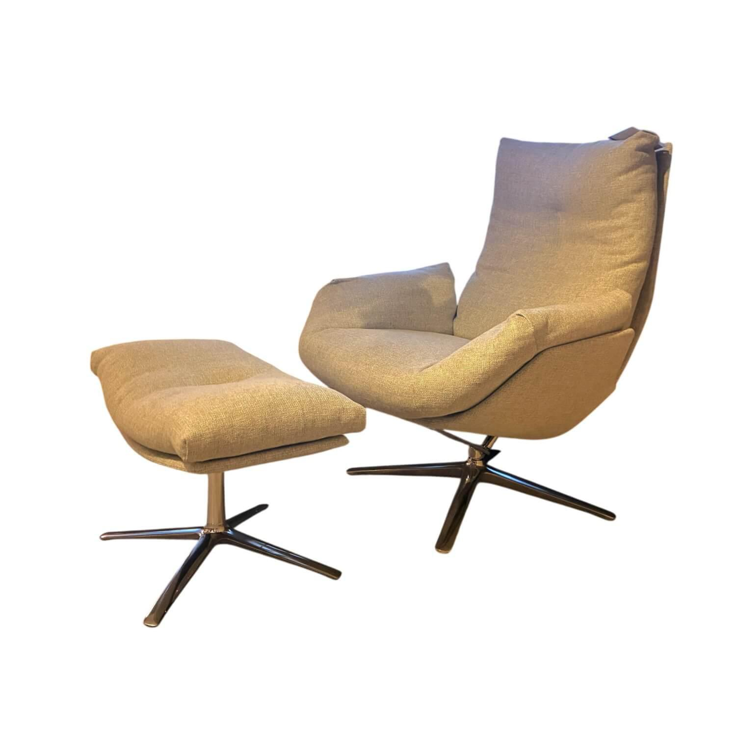 COR - Sessel Cordia Lounge Stoff 8300 Lichtgrau Grau Gestell Aluminium Poliert Inkl. Hocker - 1