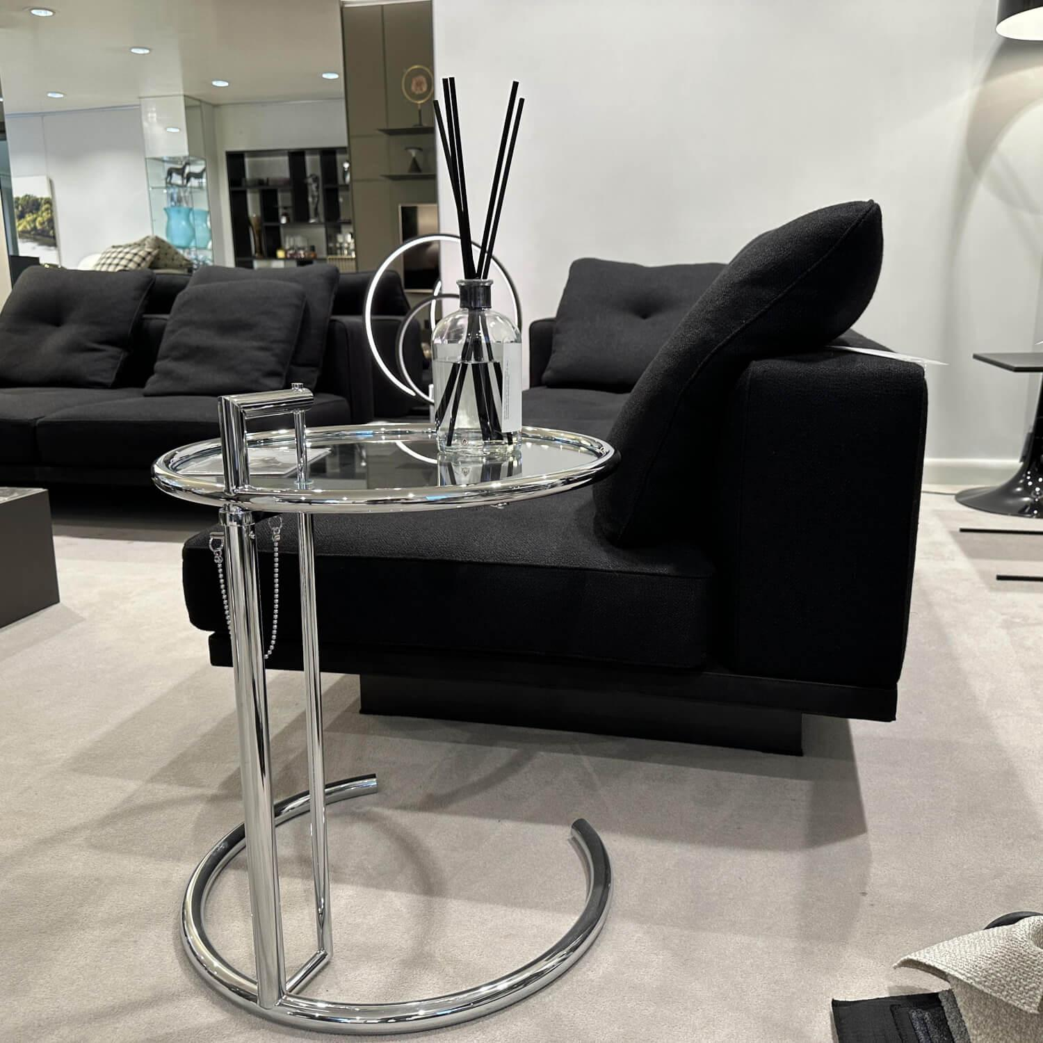 Minotti - Ecksofa Dylan Stoff Ginza 09 Nero Schwarz Basis Leder Nabuk 33 nero Schwarz Kufen Aluminium Zinnfarben Lackiert - 4