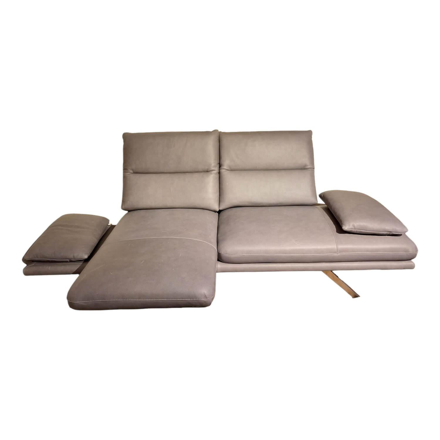 Sofa No 1 Elias Bezug Leder W10 L30 Grau Füße Chrom