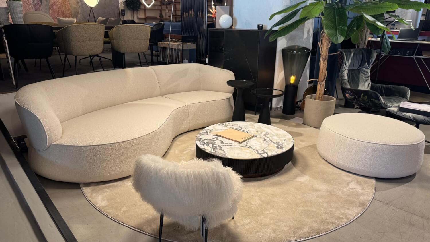 Bielefelder Werkstätten - Sofa Nimbo Stoff BW 1775 676 Queen Weiß Beige Inklusive Hocker Nimbo - 5