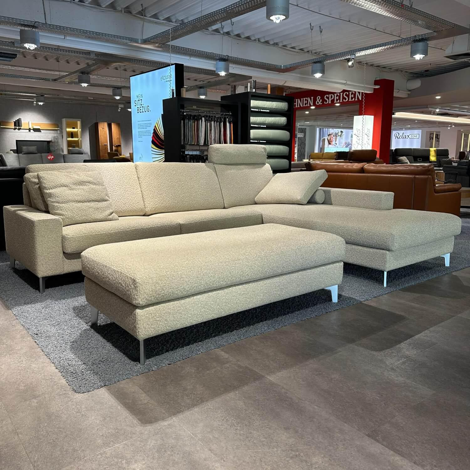 Erpo - Ecksofa 05550003 XC Stoff 19 Serra 2041 02 Beige Grau Metallfuß 57 Matt Chrom - 5