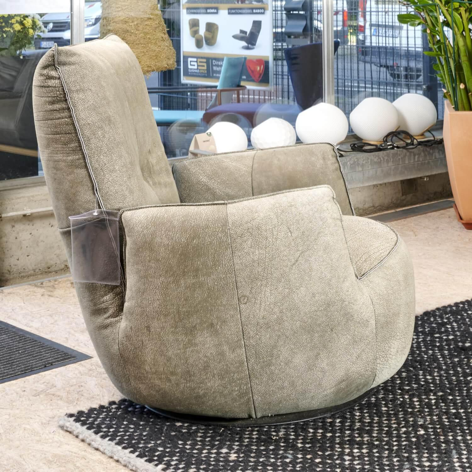 Bullfrog - Sessel Blobb Drehbar Bezug Leder Desperado Elefant 2120/63 Grau Mit Schaukelfunktion Inklusive Hocker - 3