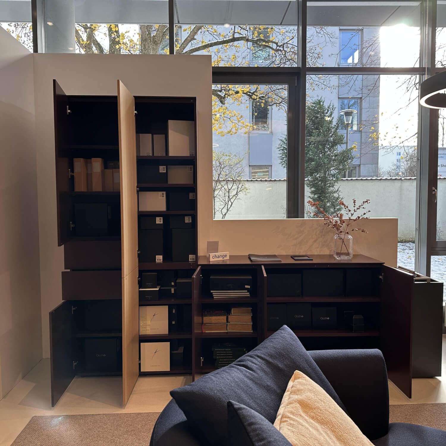 Interlübke - Wohnwand Cube Change Mattlack M41 Burgund Eiche mit Sideboard - 5