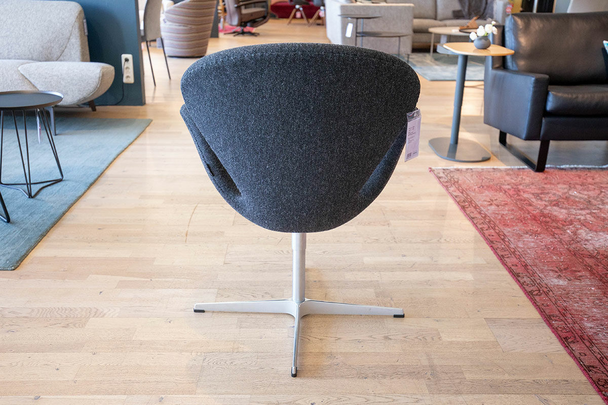Fritz Hansen - Sessel Swan Chair Stoff Hallingdal 180 Kohle Anthrazit Gestell Satinpoliertes Aluminium - 2