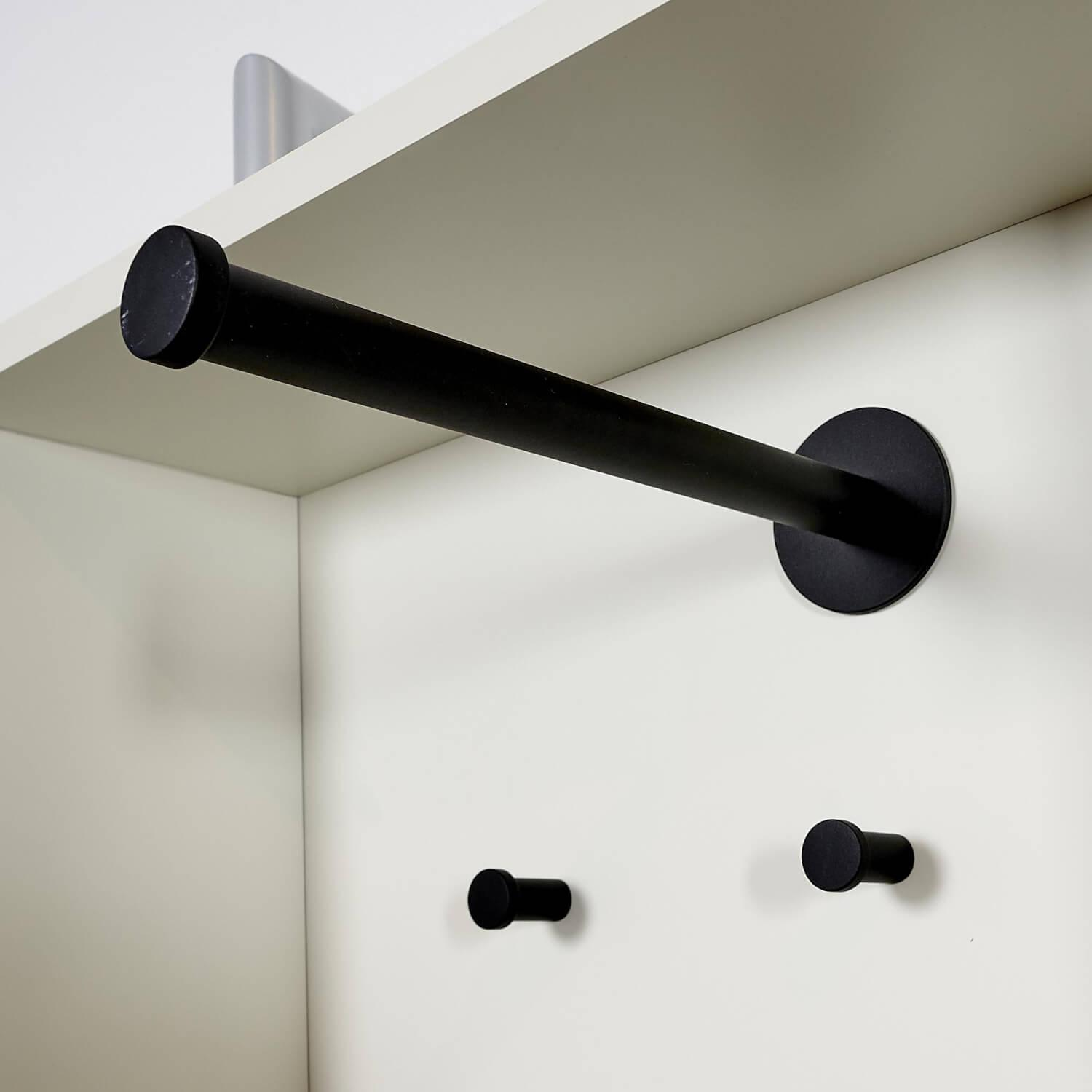 Eigene Herstellung - Wandgarderobe Yalou Korpus MDF Weiß Rückwand Spiegel Rohre Stahl Pulverbeschichtet - 5