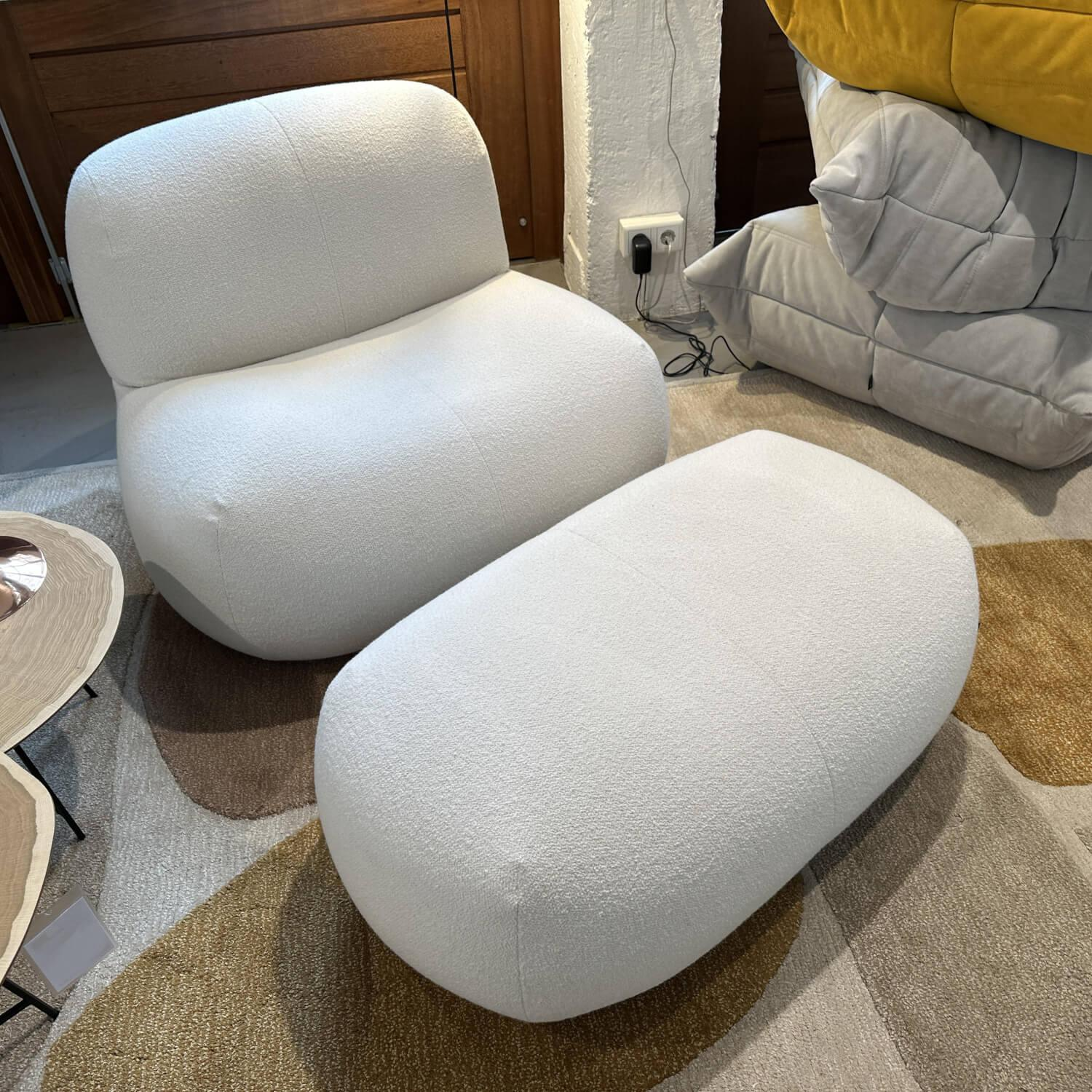 Ligne Roset - Sessel Pukka Stoff Capa Ecru Beige Füße Kunststoff Inklusive Hocker Groß - 3