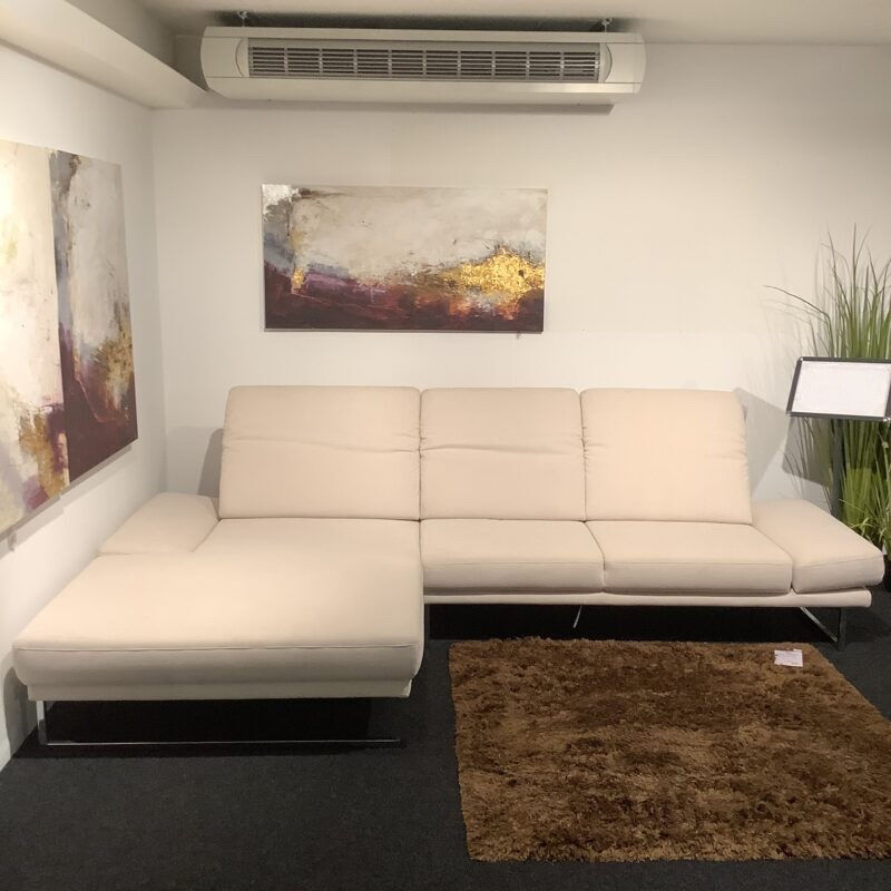 Candy - Ecksofa Camin Stoff Textilgewebe Easy Care White Weiß Kufengestell Metall Chrom Glänzend Verstellbar - 2