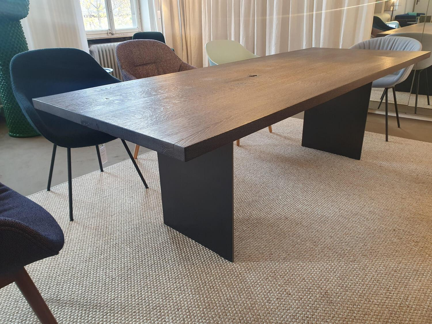 Janua - Esstisch SC41 Platte Eiche Geköhlt Und Gekalkt Gestell Rohstahl Natur Lackiert - 4