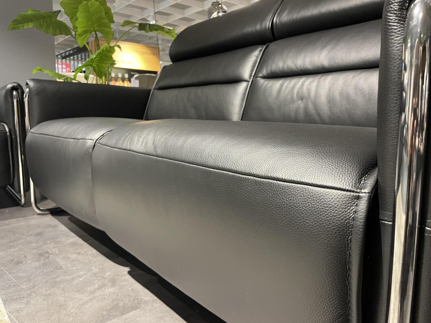 Stressless - Polstergarnitur Emily V2 R Leder Cori 19 Black Schwarz Kufen Verchromt - 3