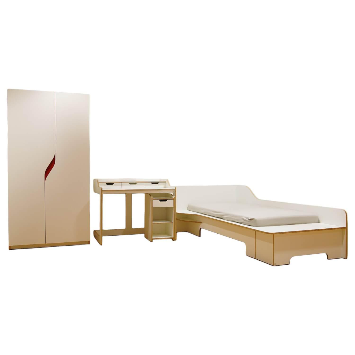 Schlafzimmer Plane Aus Birken-Multiplexplatten Weiß beschichtet Und weißem Melamin