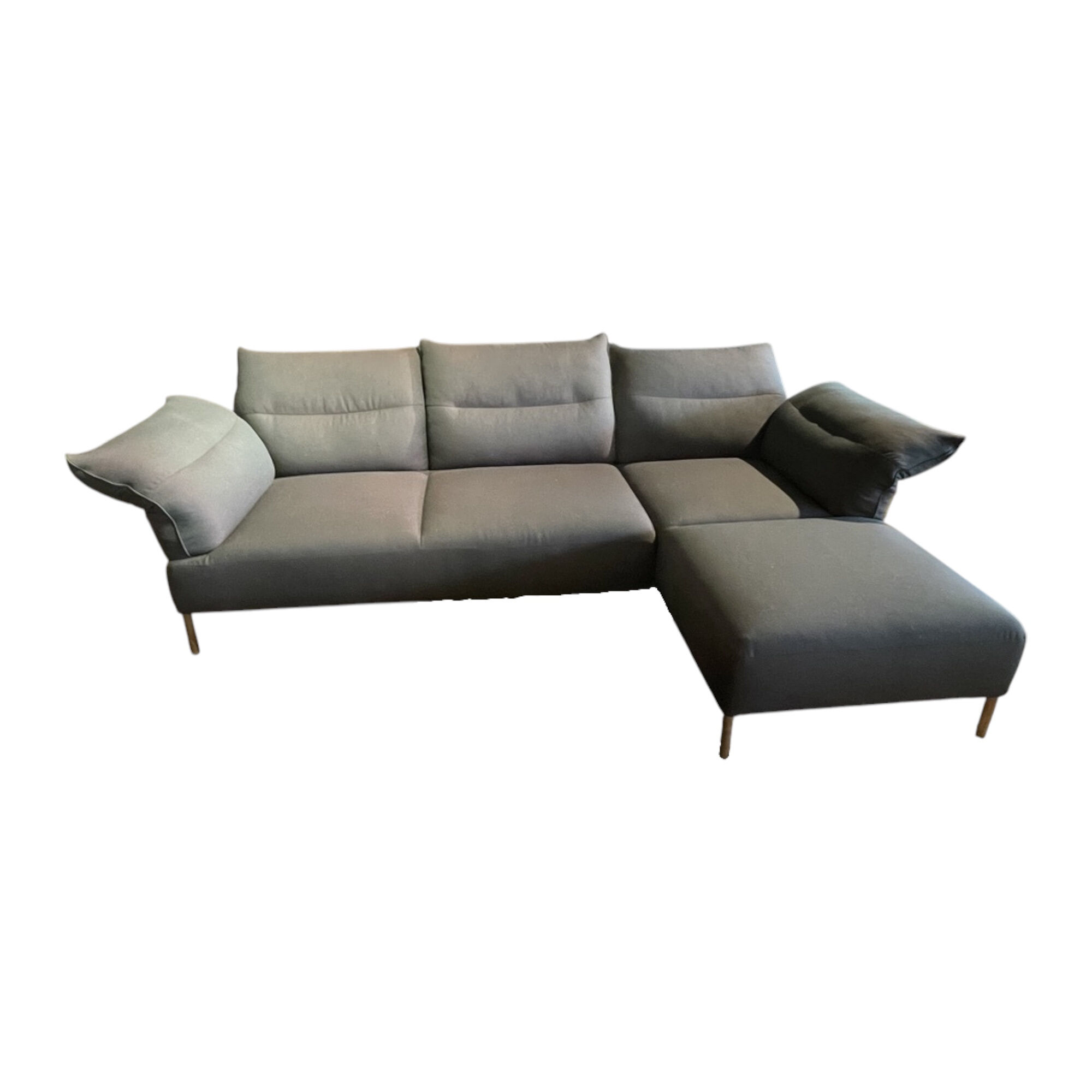 Hay - Ecksofa Pandarine Stoff Fiord 981 Grau Gestell Walnuss Geölt  - 1