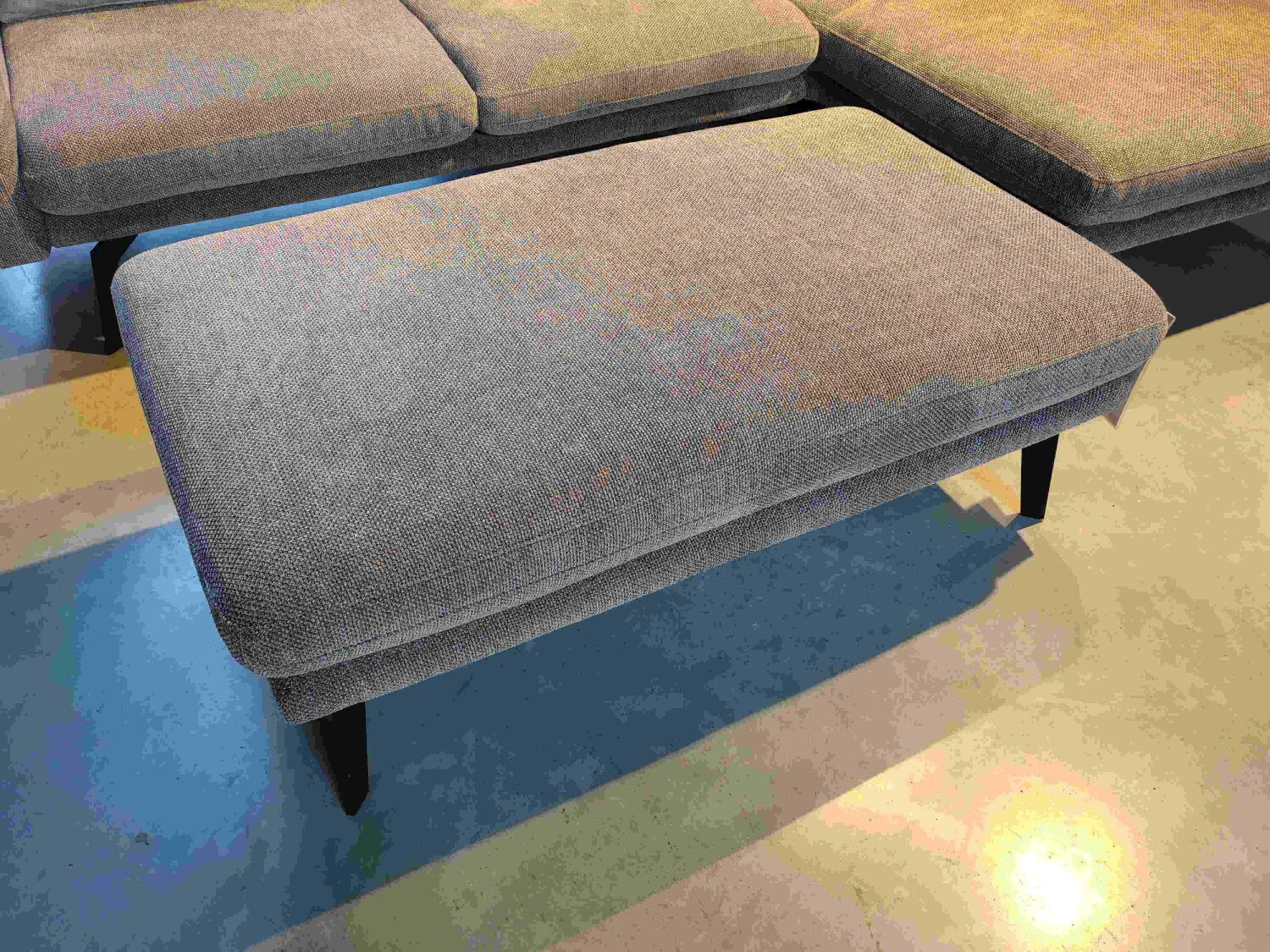 DFM - Eckgarnitur Alexander Comfort Republic Stoff Lora 12 Taupe Füße Metall Schwarz Mit Hocker - 8