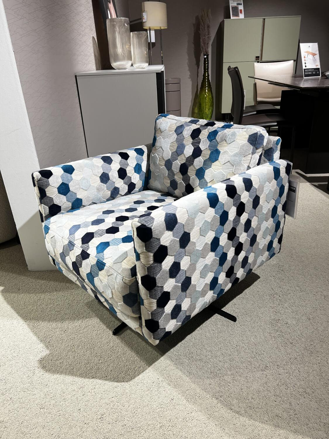 Contur - Sessel XS Cuneo 60 Stoff 2668 Extravaganza 44 30 Navy Blau Drehkreuz Metall Schwarz - 4