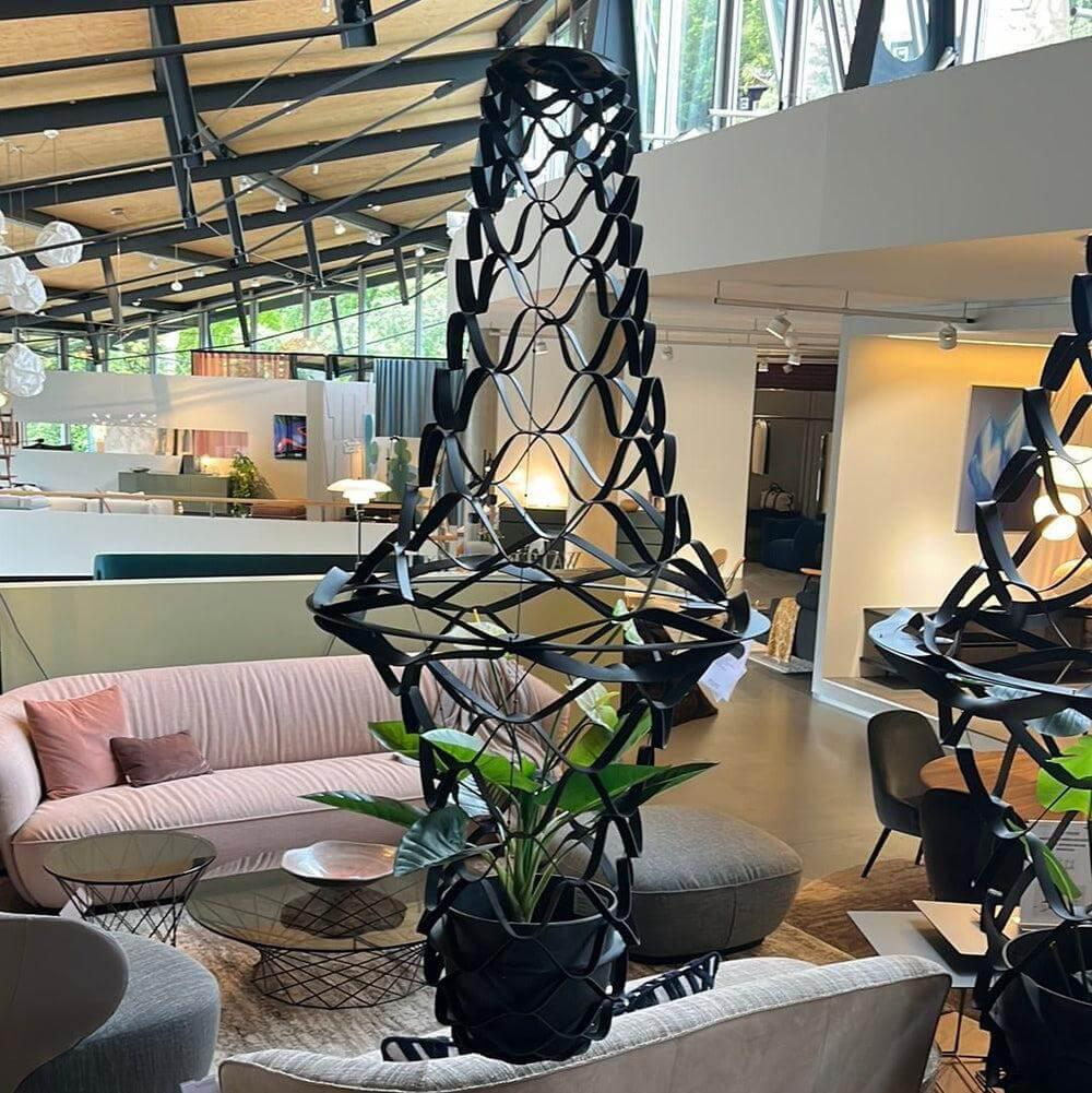 Walter Knoll - Pflanzenkübel Hanging Eden Lederstruktur Ringspaltleder Schwarz Mit Metallbefestigung - 3