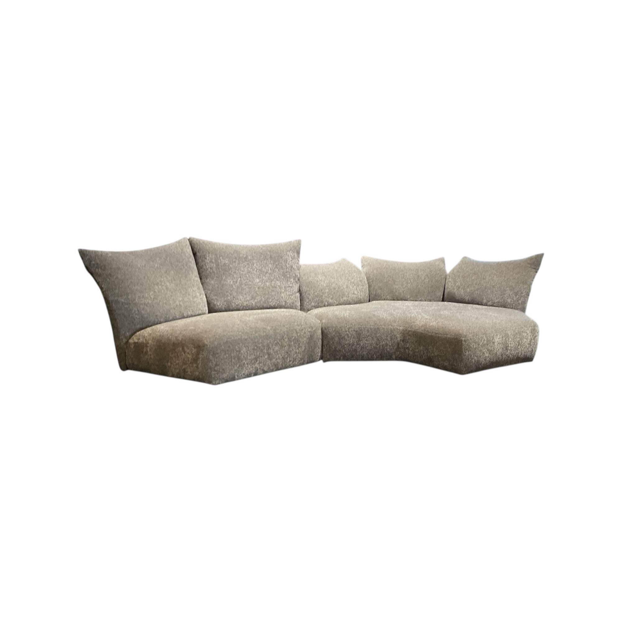Edra - Ecksofa Standard Kombination Stoff Buclett T 8711 27 Taupe Mit Verstellbaren Lehnen - 1