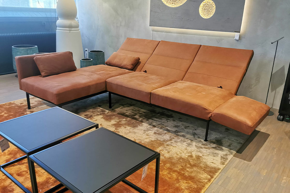 Brühl - Multifunktionssofa Roro Soft Leder 5668-45 Taron Cognac Braun Gestell Metall Schwarz - 2