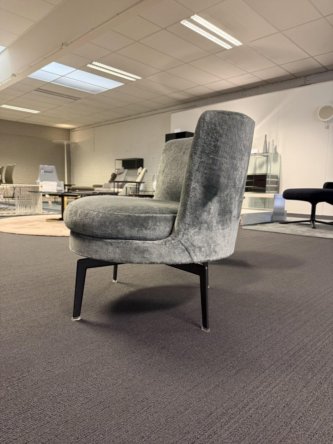 Flexform - Sessel Fauteuil Feel Good Stoff Endo blau Drehbar Inkl. Hocker - 4