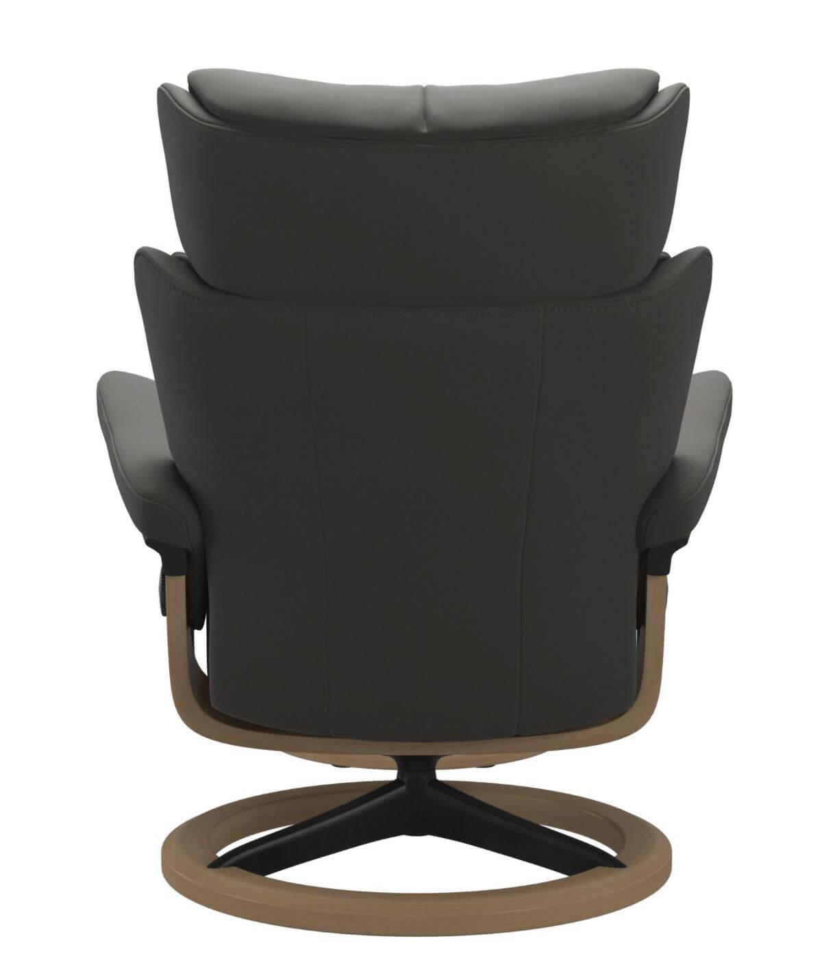 Stressless - Sessel Magic M Leder Paloma Metal Grey Grau Gestell Signature Metall Schwarz Matt Holz Eiche Mit Hocker - 3