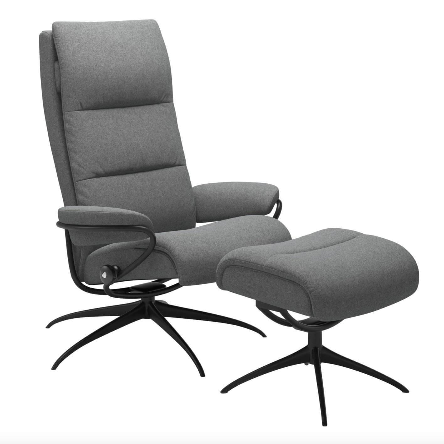Stressless - Sessel Tokyo Stoff Calido 11 Light Grey Grau Gestell Star Metall Schwarz Inklusive Hocker - 1