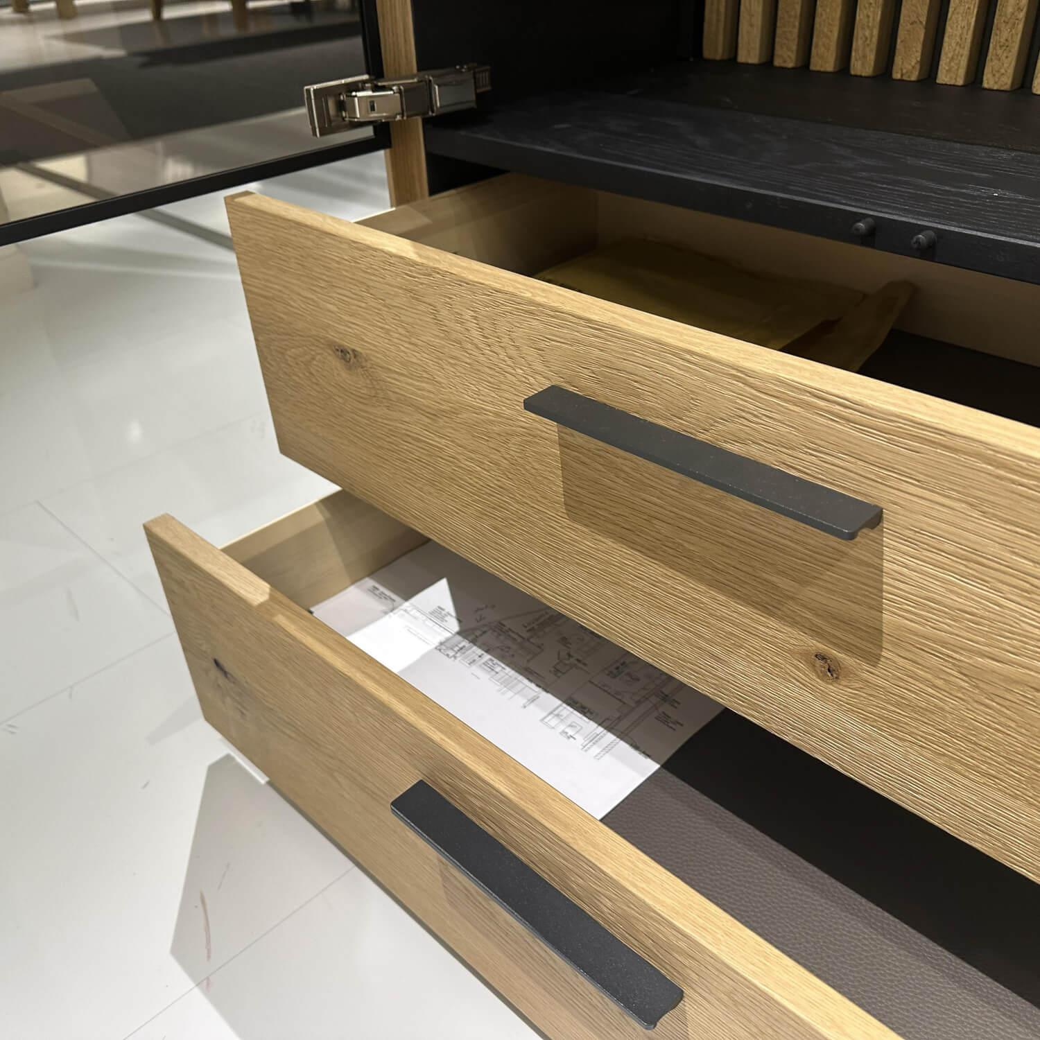 Musterring - Highboard Targo Kerneiche Natur Lamelle Sandgestrahlt Inklusive Beleuchtung - 6
