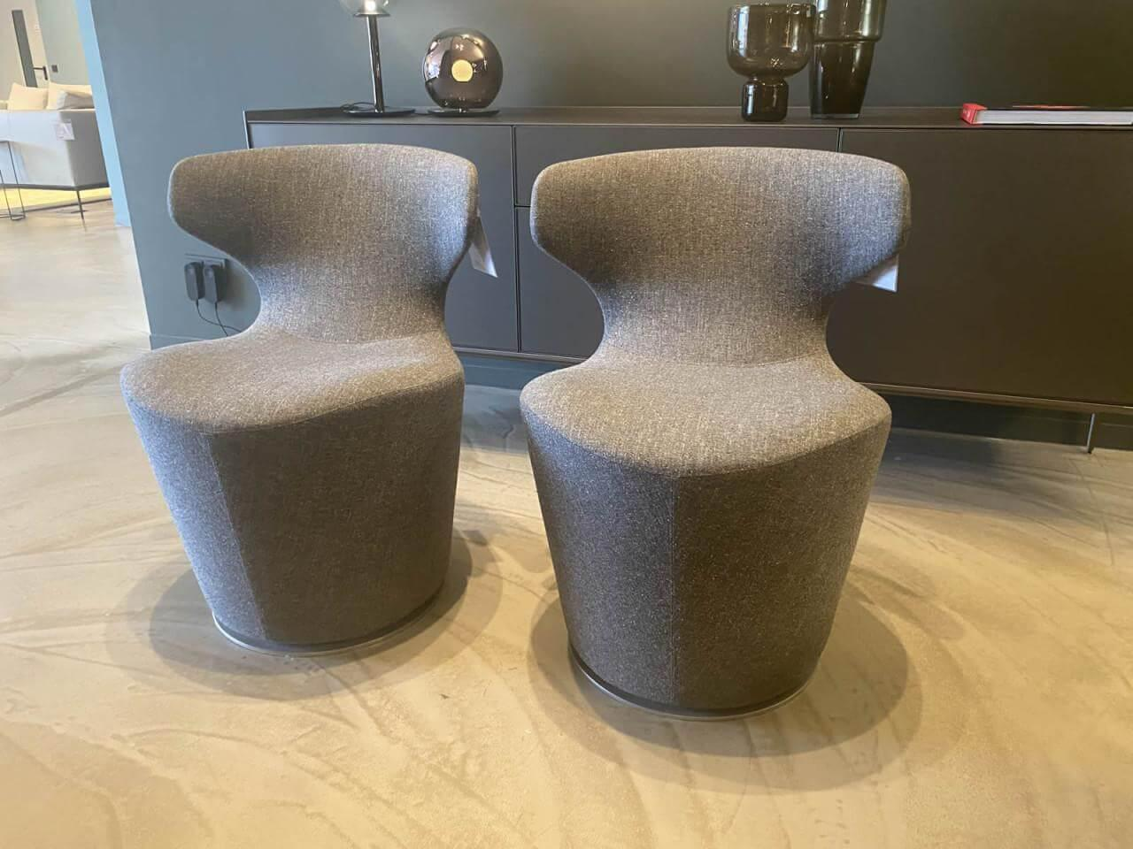 B&B Italia - 2er Set Sessel Mini Papilio Stoff Extra Edit 2812153 Anthrazit Gestell Grau Lackiert Drehbar - 5