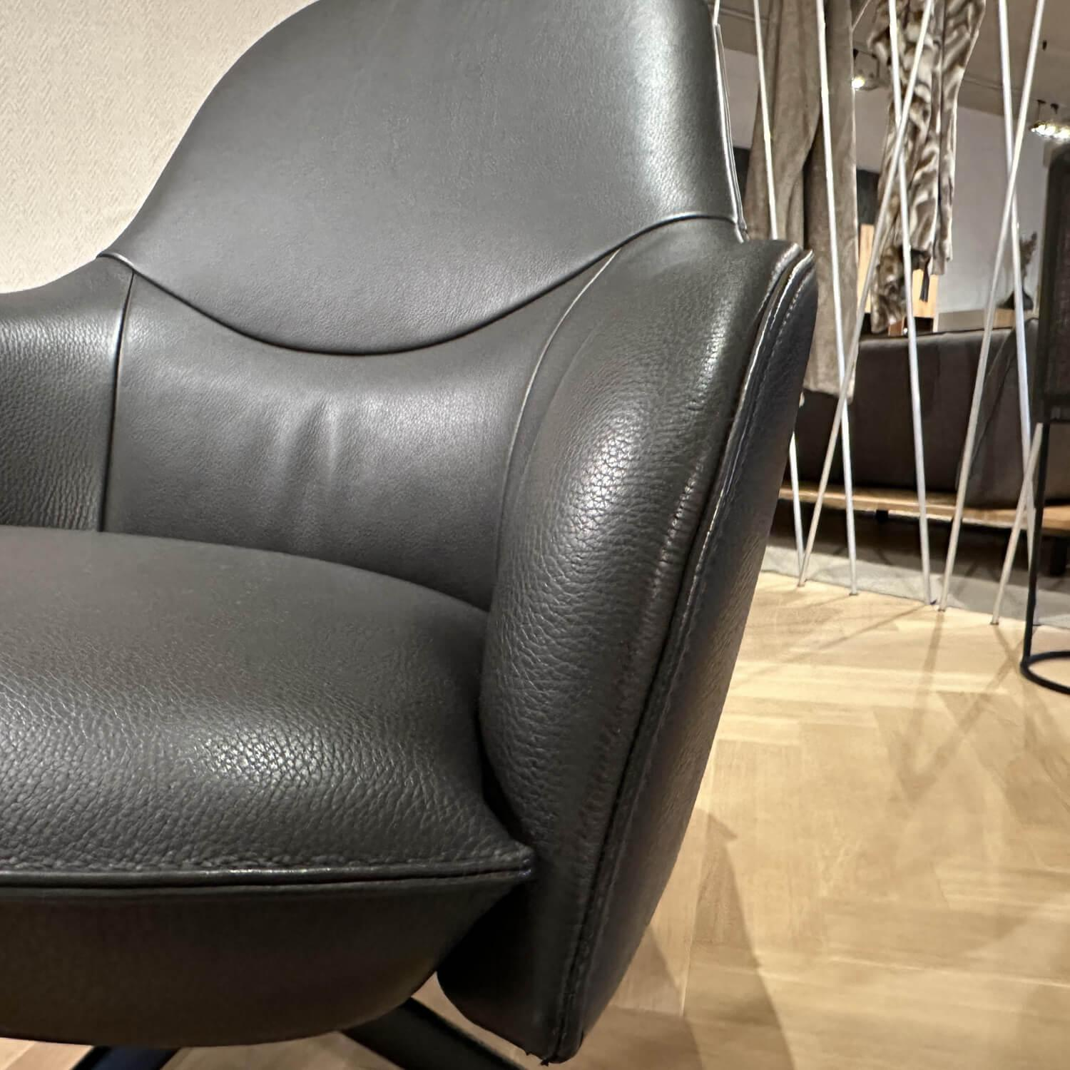 Leolux - Drehsessel Lanah Leder 20621 Negev 210 Nervio Schwarz Fuß Metall 450224 Epoxy Granite Schwarz - 4