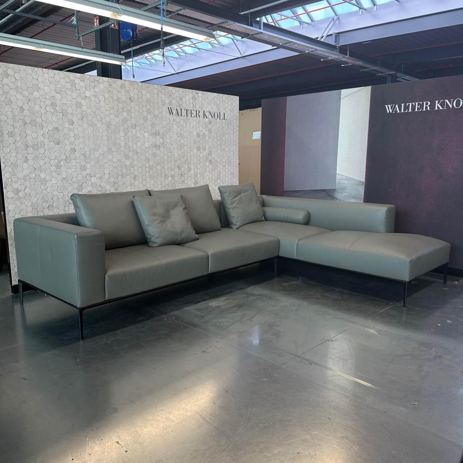 Walter Knoll - Ecksofa Jaan Living Leder Cashmere 1430 Warm Grey Grau Füße Metall Matt Schwarz Pulverbeschichtet - 9