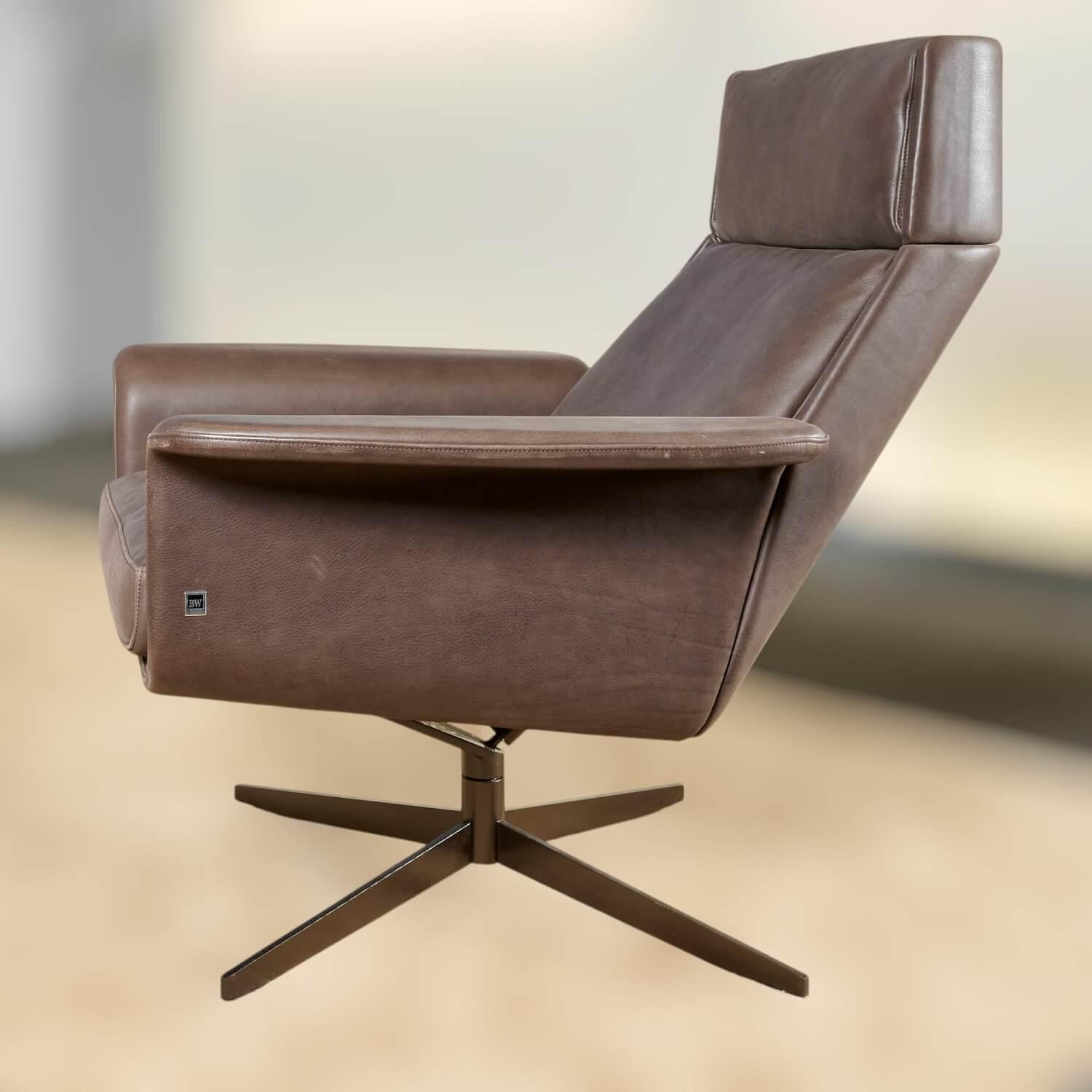 Bielefelder Werkstätten - Sessel Legend Leder Java Terra Braun Schale Formsperrholz Kreuzfuß Metall Mit Neigefunktion - 10