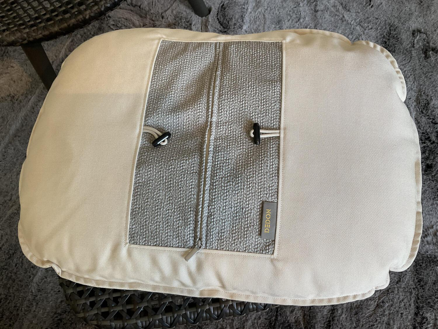 DEDON - Sessel Mbrace Kissen Stoff Natura Off White Weiß Geflecht Arabica Braun Gestell Aluminium Black Pepper Schwarz Inklusive Hocker - 7