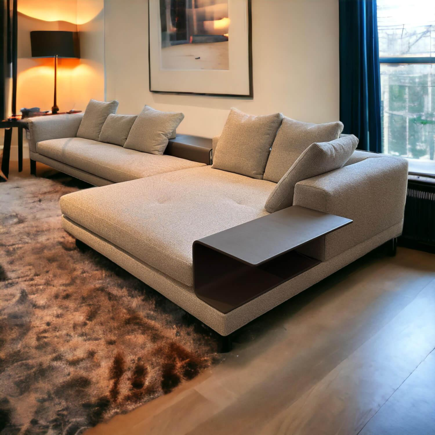 Minotti - Sofakombination Connery SB Stoff LOOP03 Grau Ghiaccio mit Kissen - 2