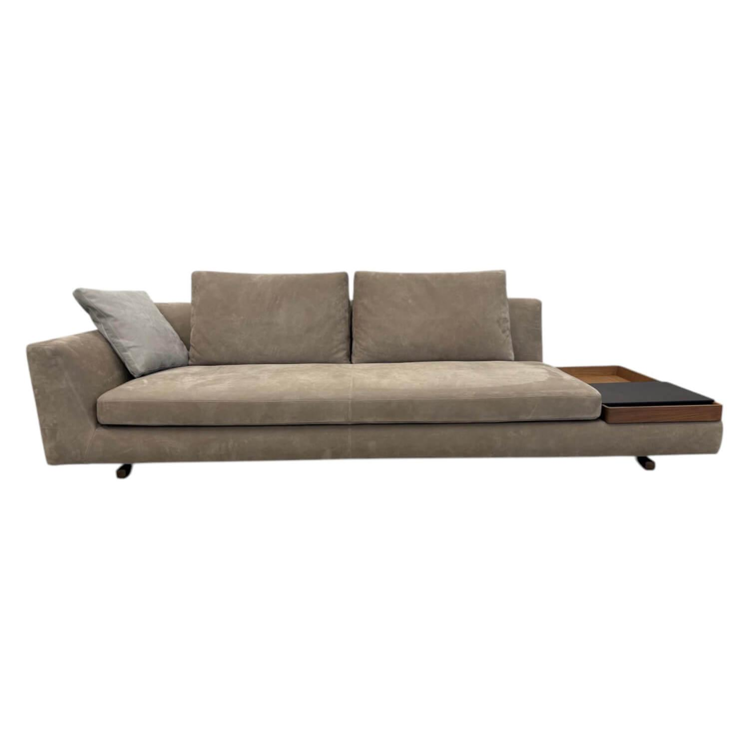 Walter Knoll - Sofa Tama Living 821 Leder Velvet 1484 Hazelnut Braun Gestell Nussbaum Mit Splint Geölt Mit Kissen Und Tablett - 1