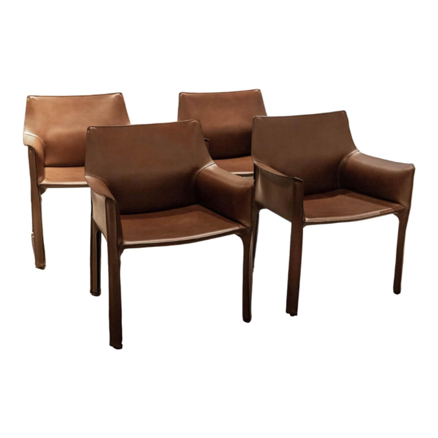 Cassina - 4er-Set Stuhlgruppe Cab Kernleder Braun 139C1L - 1