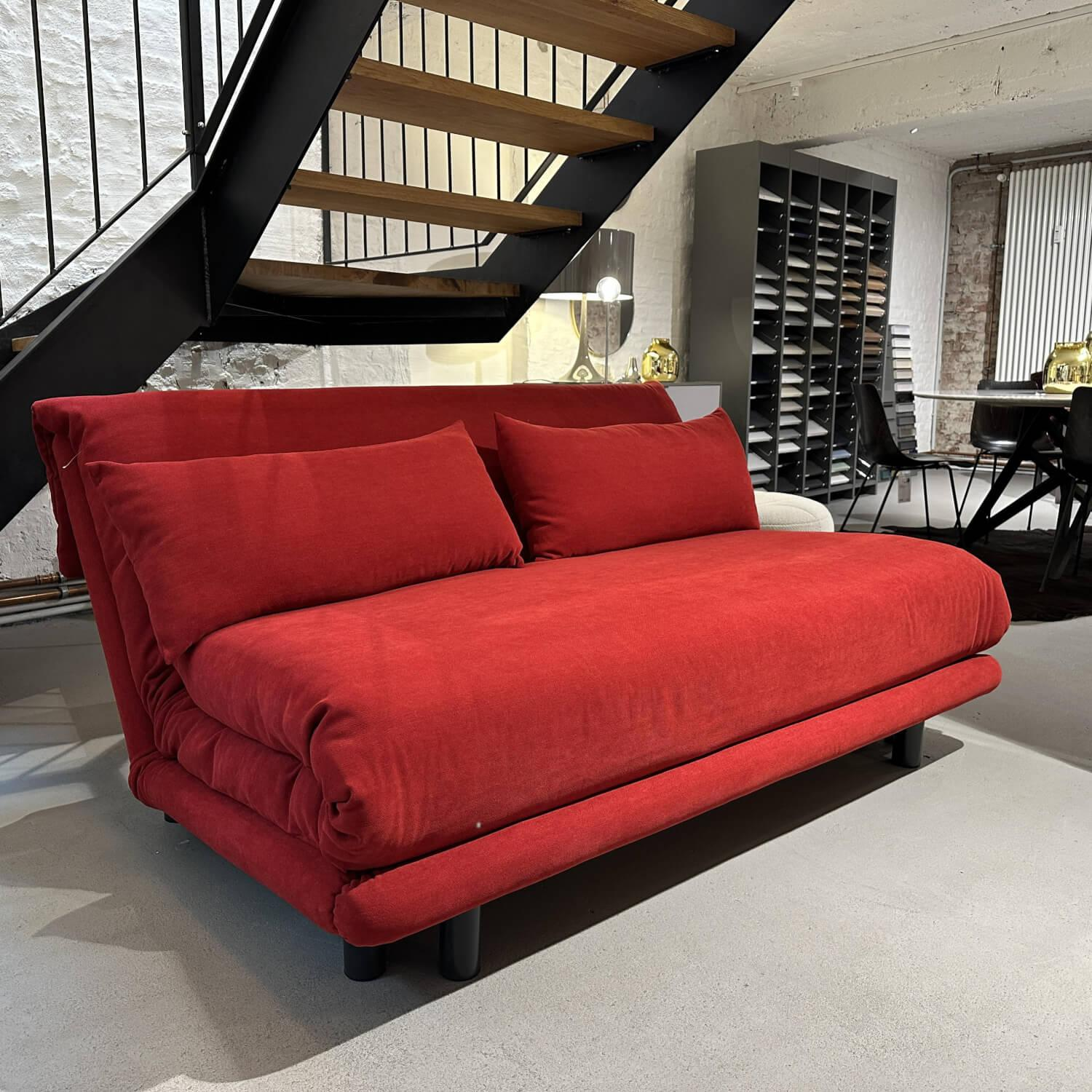 Ligne Roset - Sitztiefe // Schlafsofa Multy Stoff Amalfi Grenade Rot Gestell Metall Anthrazit Inklusive Matratze - 2