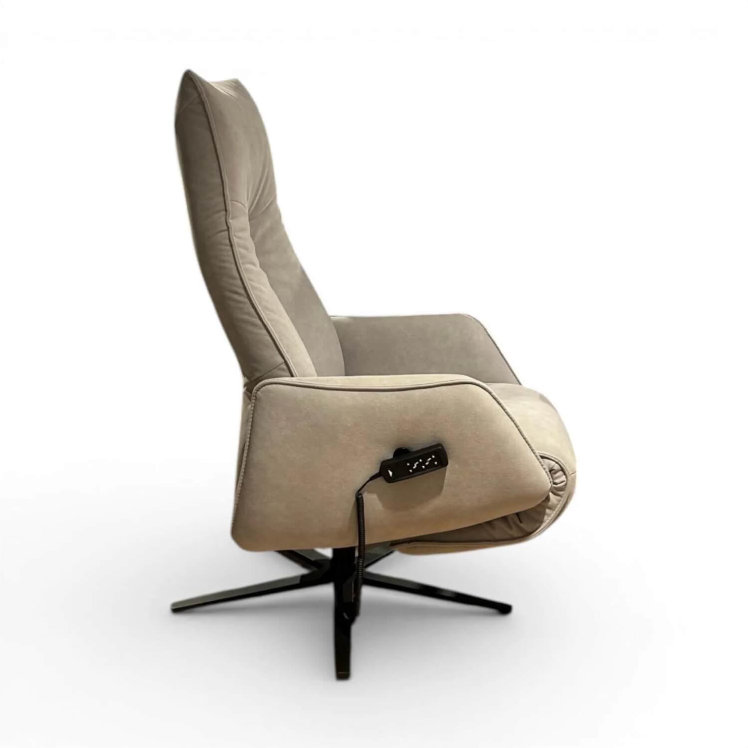 himolla - Sessel 7917 S-Lounger Stoff Aquaclean Silber Grau Sternfuß Metall Schwarz Pulverbeschichtet Inkl. Elektr. Verstellfunktion - 7