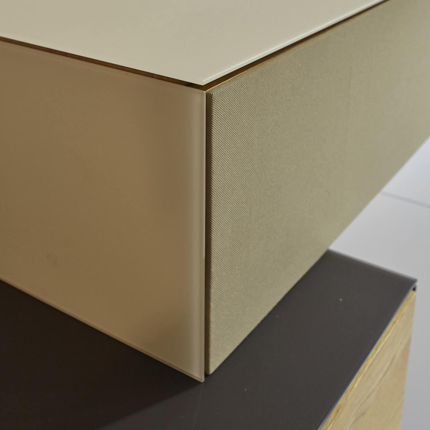 Mobilari - Wohnwand Cubus Pure Eiche Massiv Natur Geölt Glas Matt Dunkelbraun Und Sand Beige - 5