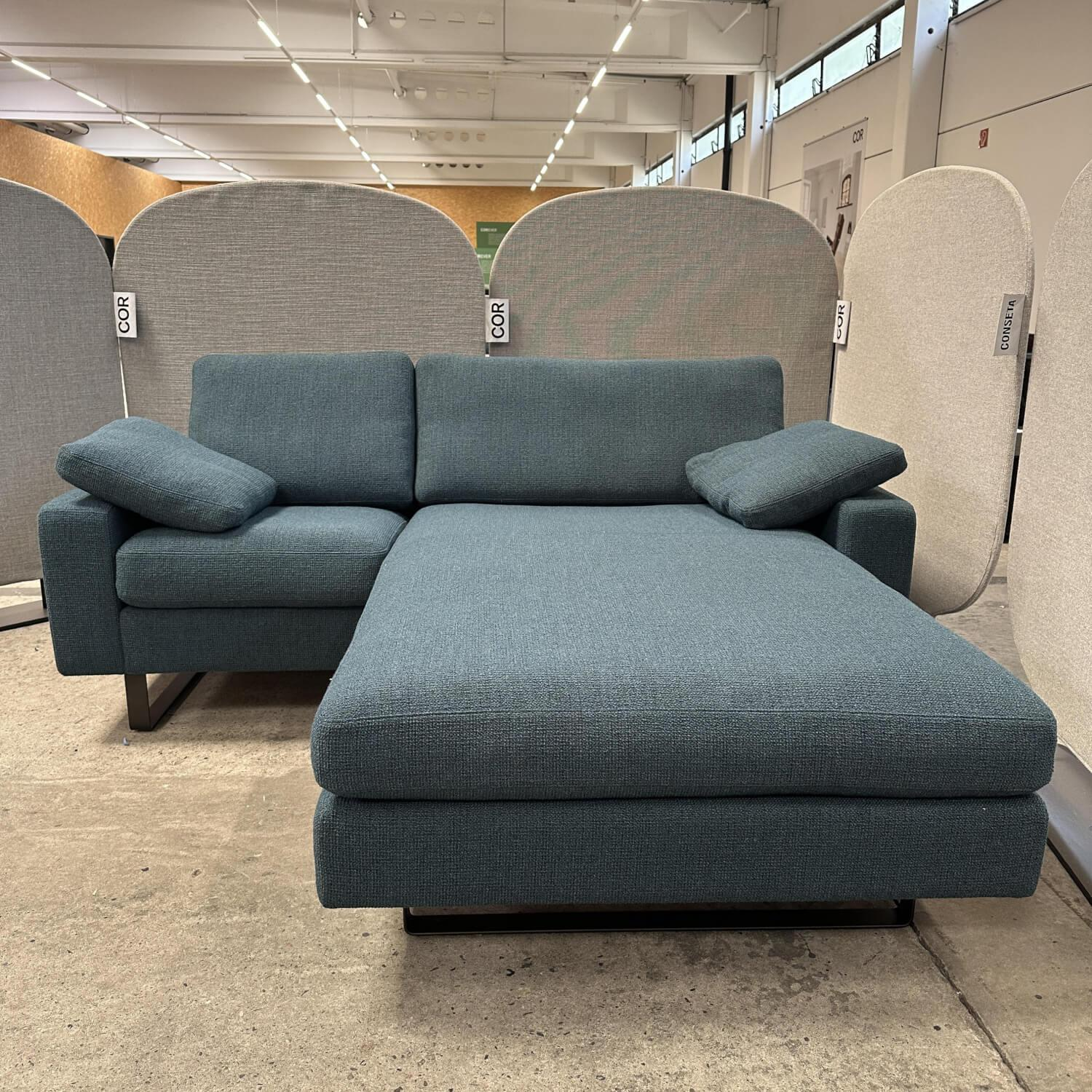 COR - Ecksofa Conseta Stoff 8195 Petrol Blau Gestell Metallkufen Schwarzbraun - 6