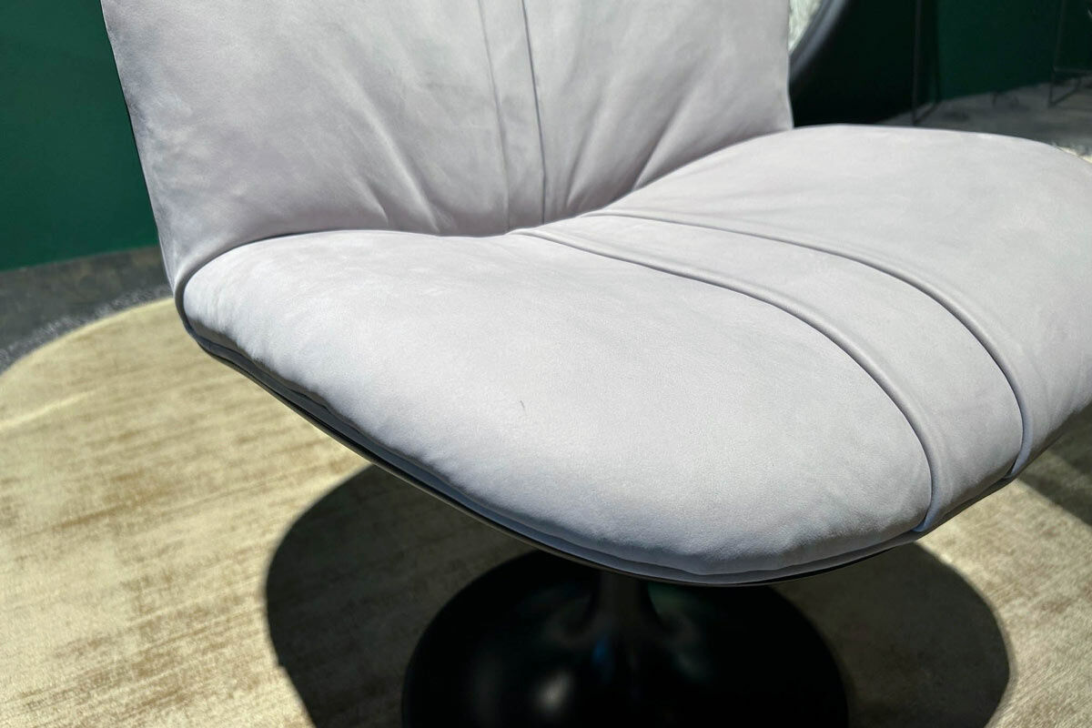 Baxter - Stuhl Marilyn Leder Kashmir lilas Flieder Grau Gestell Metall Schwarz Lackiert - 6