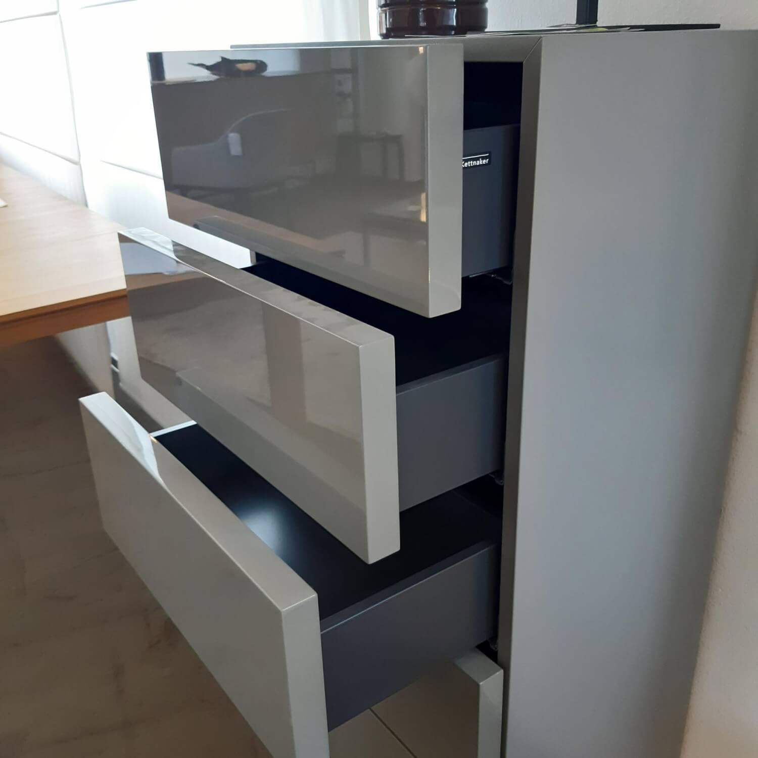 Kettnaker - Highboard Mio Lack Matt Asphalt Fronten Lack Hochglänzend Asphalt - 2