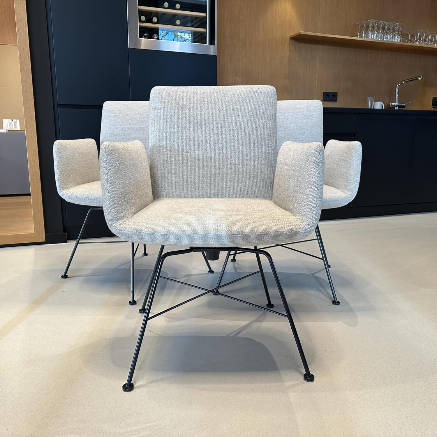 COR - Set of 3 chairs Jalis fabric 8081 shell gray frame black - 6