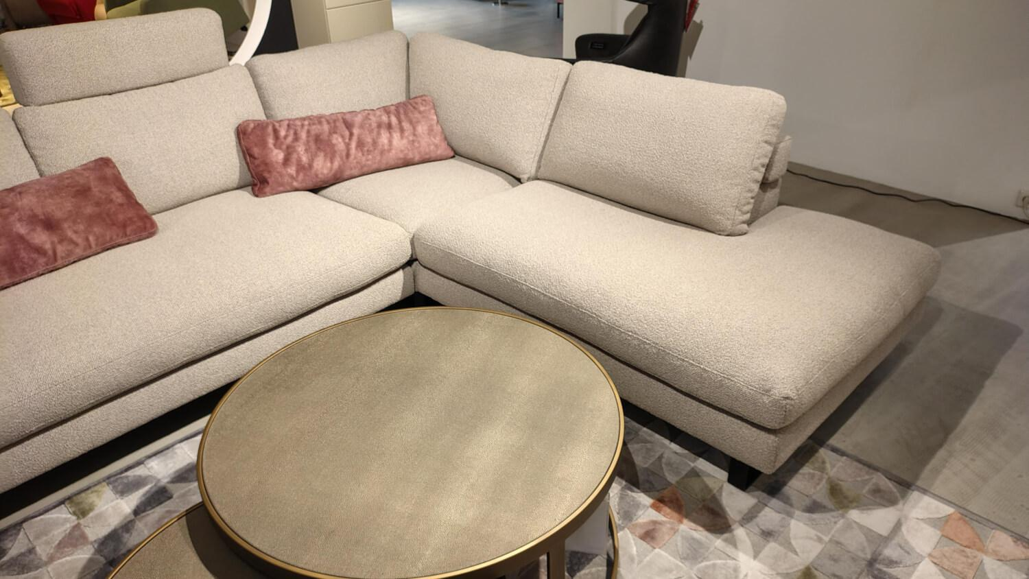 Activineo - Wohnlandschaft Belladonna Stoff 4 Dream Nature Beige Füße Metall Schwarz Inklusive 2 Nierenkissen - 3